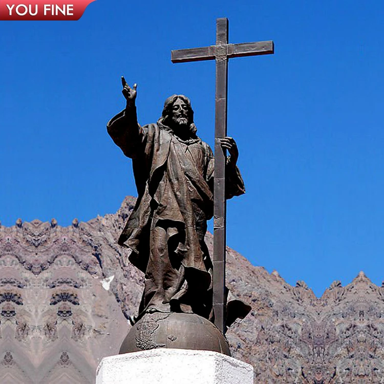 Large Jesus on a Cross Bronze Sculpture Crucifixion Sculpture