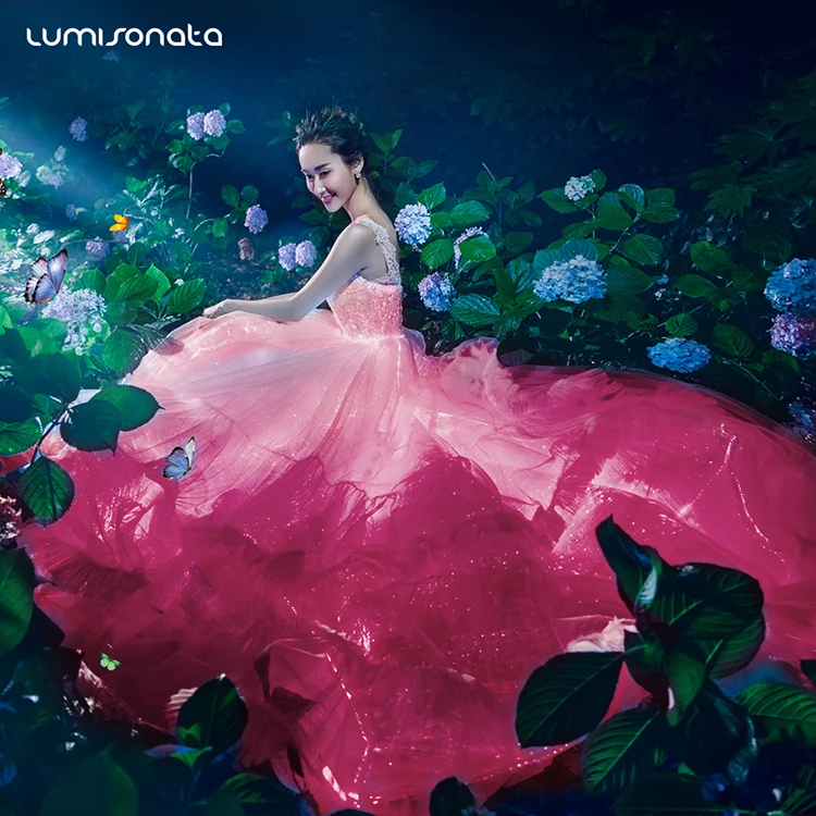 Fashion Princess Elegent Sexy Party Luminous Light up Dress Made with Fiber  Optic Fabric Dresses Led Ladies Dance Dress