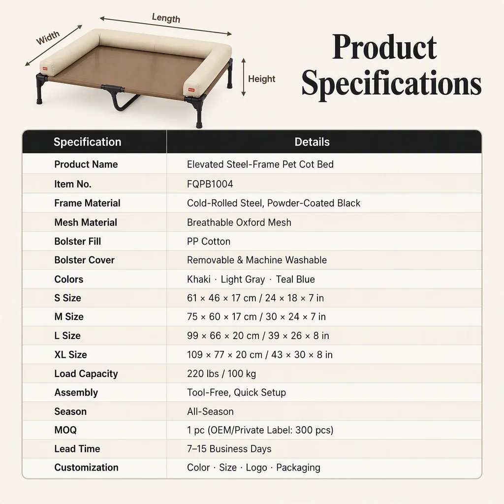 Elevated Pet Cot Bed Steel Frame — Product details 8