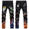Pantaloni di jeans skinny hip hop da uomo neri