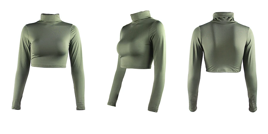 Custom Long Sleeve High Neck Solid Color Women Sexy Tight Fashion Woman Blouses Compression Women Autumn