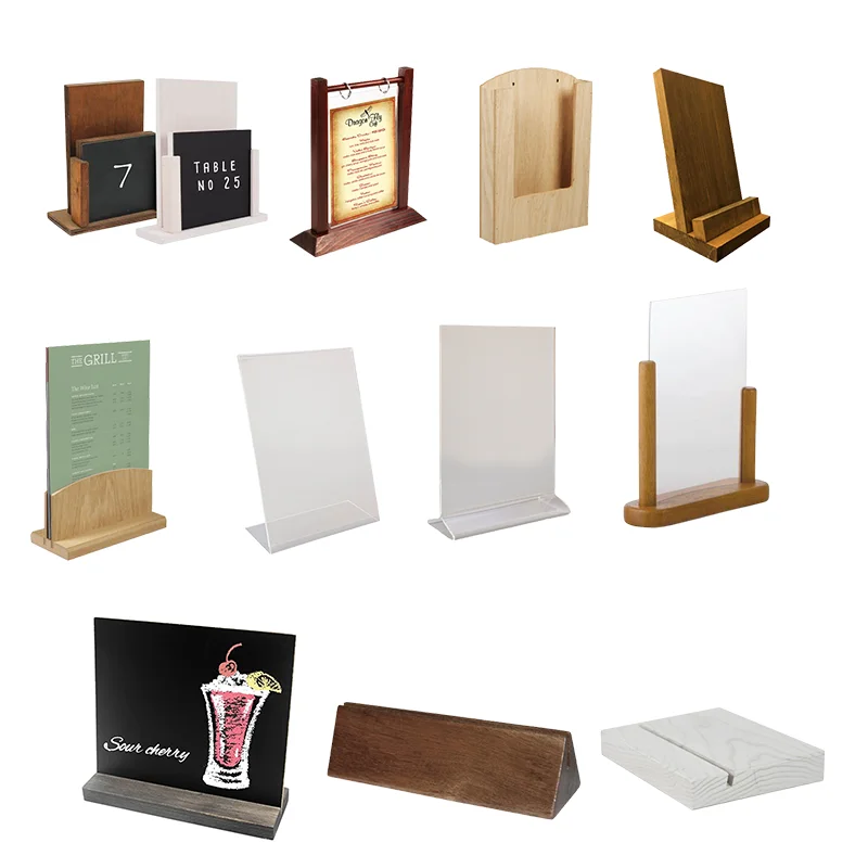Black Wanlut Wood Menu Stands Block Wooden Restaurant Menu Holder