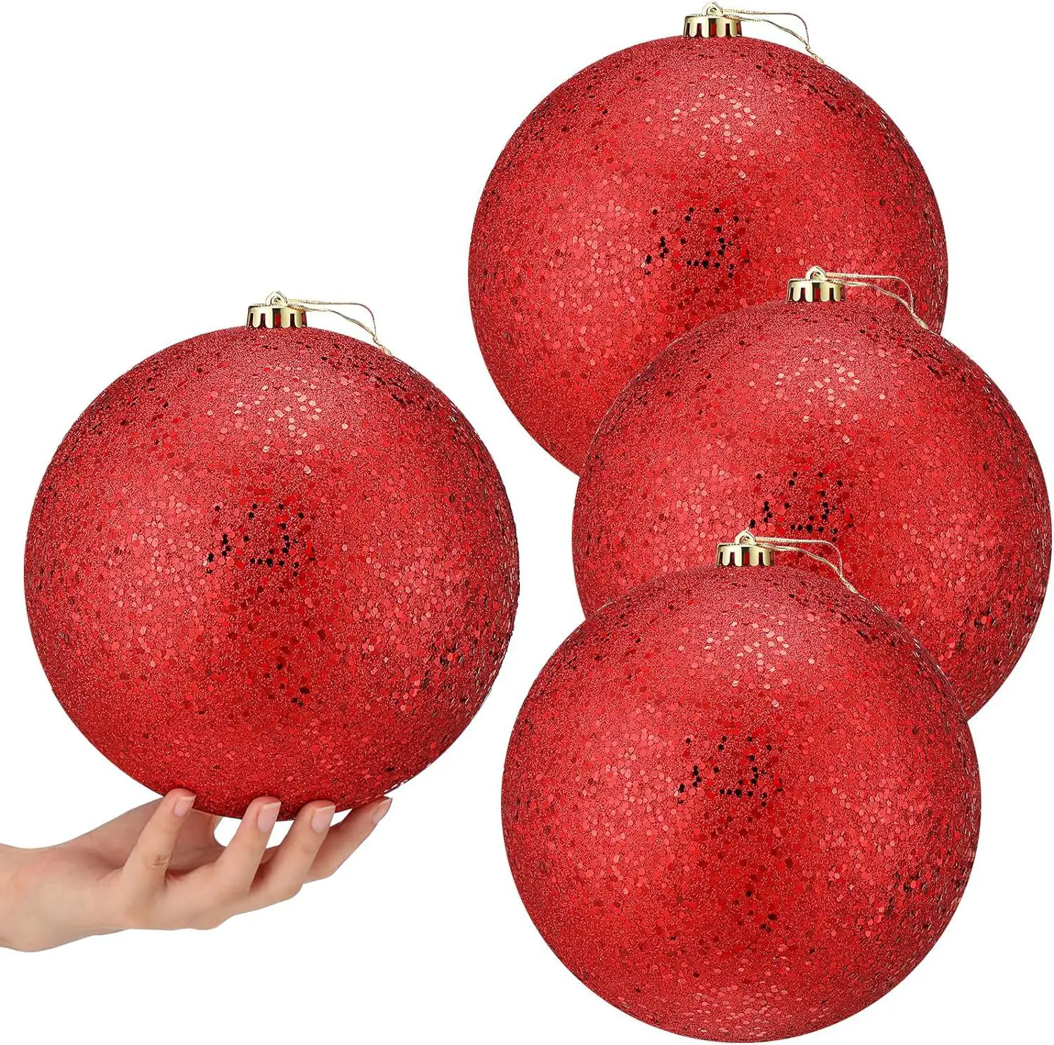 Yiwu maßgeschneiderte 15 cm rote glitzernde Kunststoff-Weihnachtskugel mit UV-Druck festliche Baumdekoration dekoratives Element sofort lieferbar