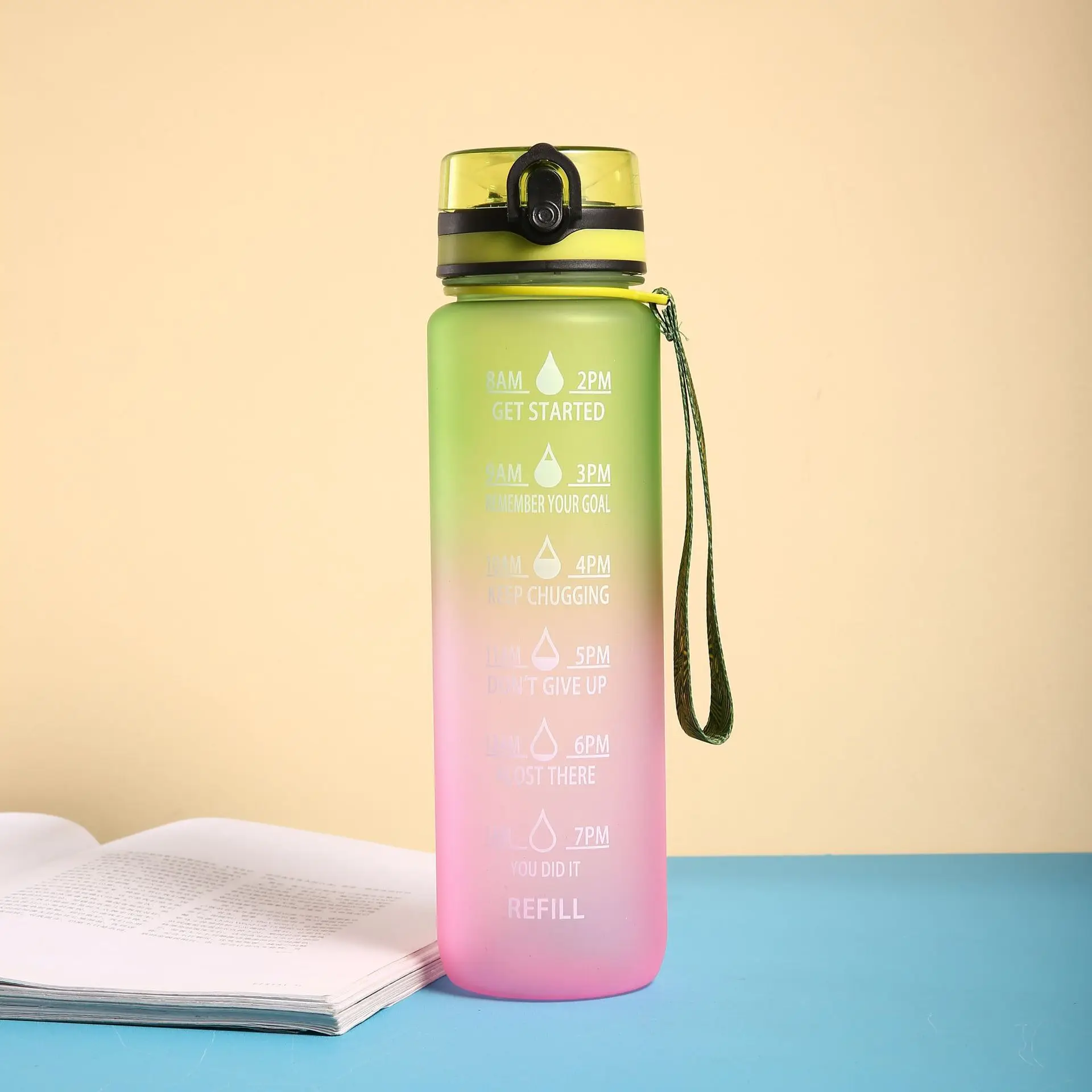 Leak Proof Bpa Free Clear Plastic Sports Water Bottle With Time
