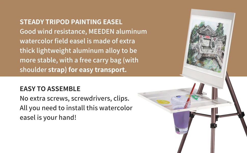 Meeden Artist Watercolor Field Easel Portable Easel,lightweight Field 