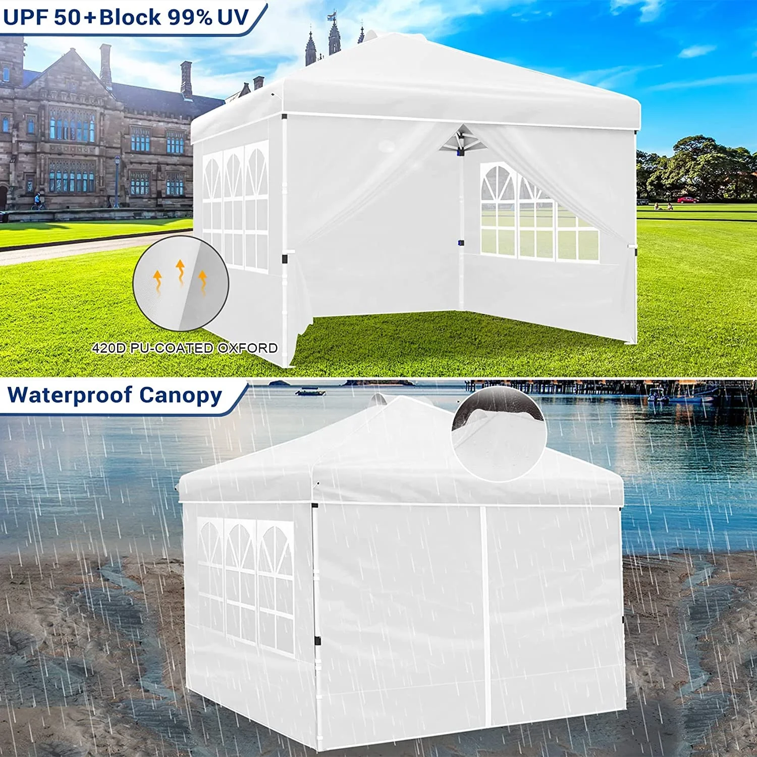 Custom Pop up Canopy Tent Folding Gazebo Oxford Fabric Trade Show Tent - Garden Shade Pavilion, Event Shelter, Outdoor Canopie