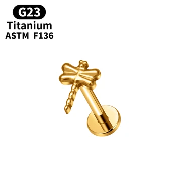 ASTM F136 Titanium 16G Ear Studs Dragonfly Style Earrings Screwback Studs Cartilage Helix Conch Lobe Piercing Jewelry