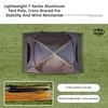 Serie de tiendas Sandstorm con 7 varillas de aluminio, cuerdas resistentes al viento y estacas para el suelo.