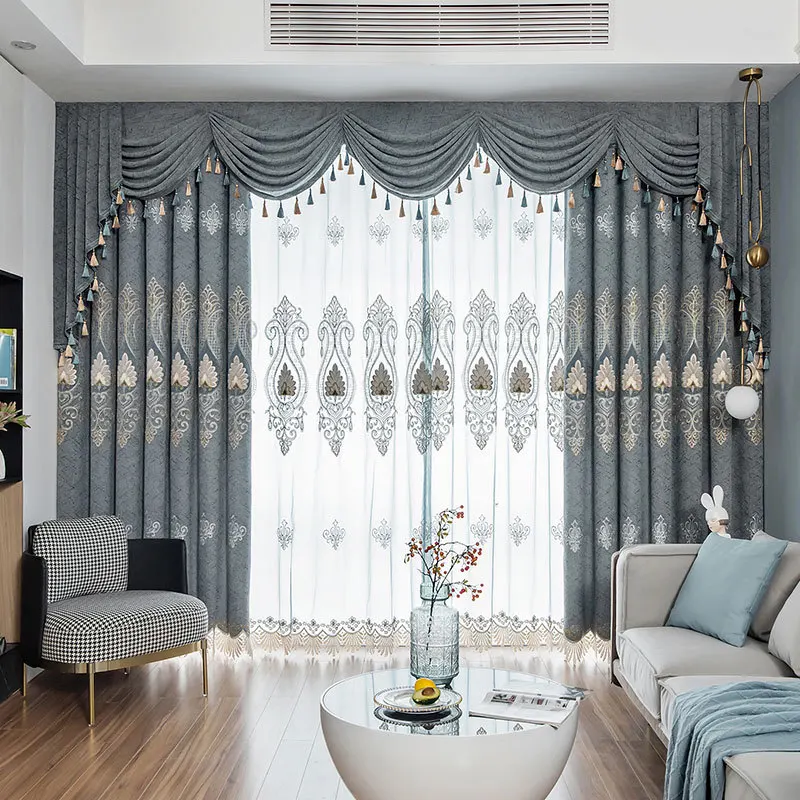 Luxury Embroidered Blackout Curtains for the Livingroom French