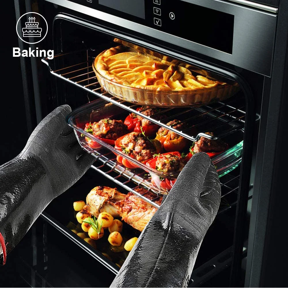 Customized Neoprene BBQ Gloves OEM ODM Oil-proof Waterproof High Temperature Resistant Dishwasher Safe Gift details