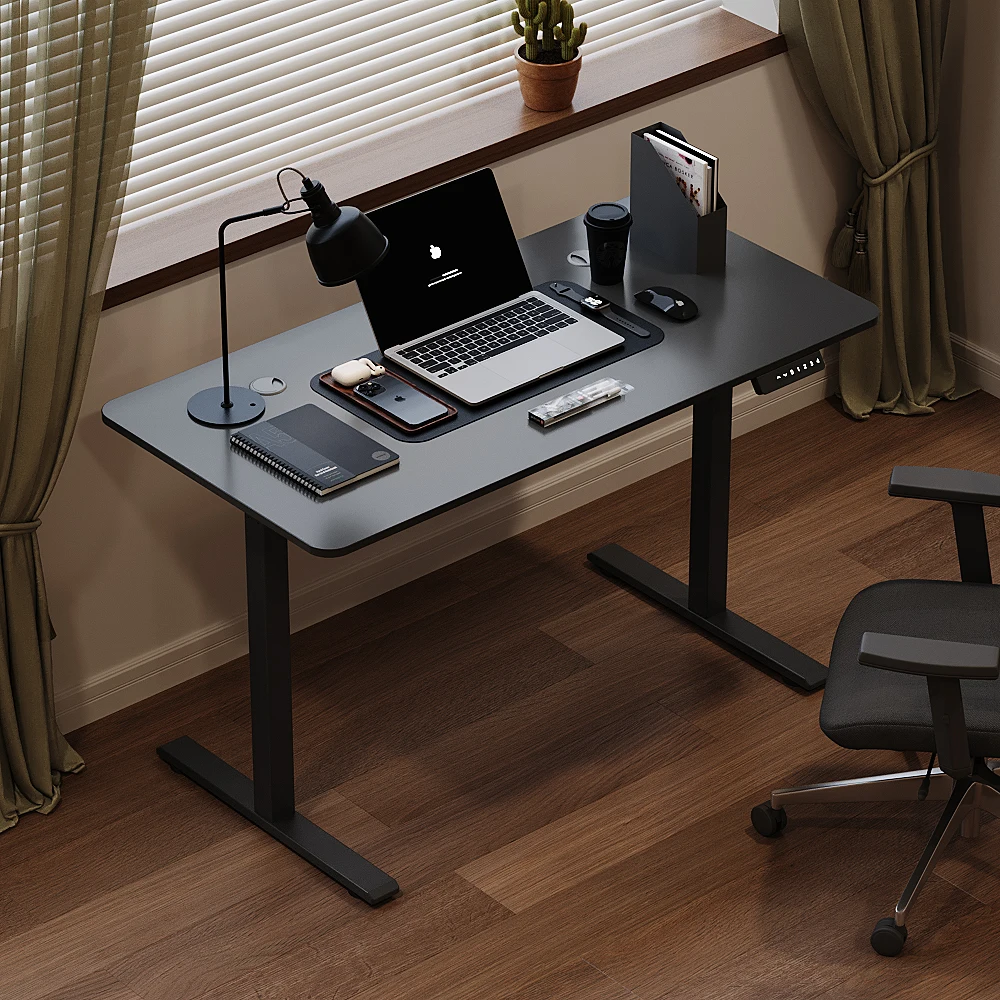 NEW Model High Quality Office Computer Table Single Motor Black Sit Standing Desk Electric Height Adjustable Desk
