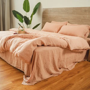 New 100% Linen 4-Piece Bedding Set Skin-Friendly Breathable Anti-Pilling All-Season Plain Dyed