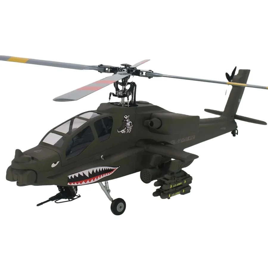 FLISHRC Roban AH-64 Apache 500 Size Scale Helicopter Four Rotor Blades GPS with L7 Flight Control RTF