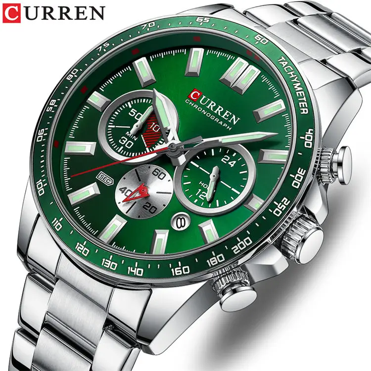【golden green】メンズ高品質腕時計 海外人気ブランド CURREN 防水 3bar クォーツ式 STAINLESS STEEL