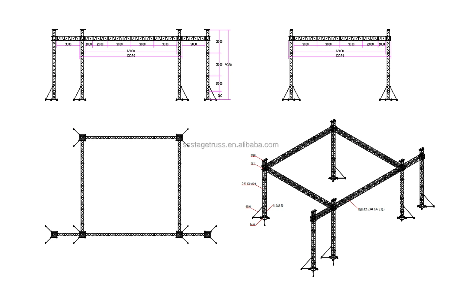product hotel banquet truss display lifting system spigot truss bolt truss for event lighting display stage decoration-9