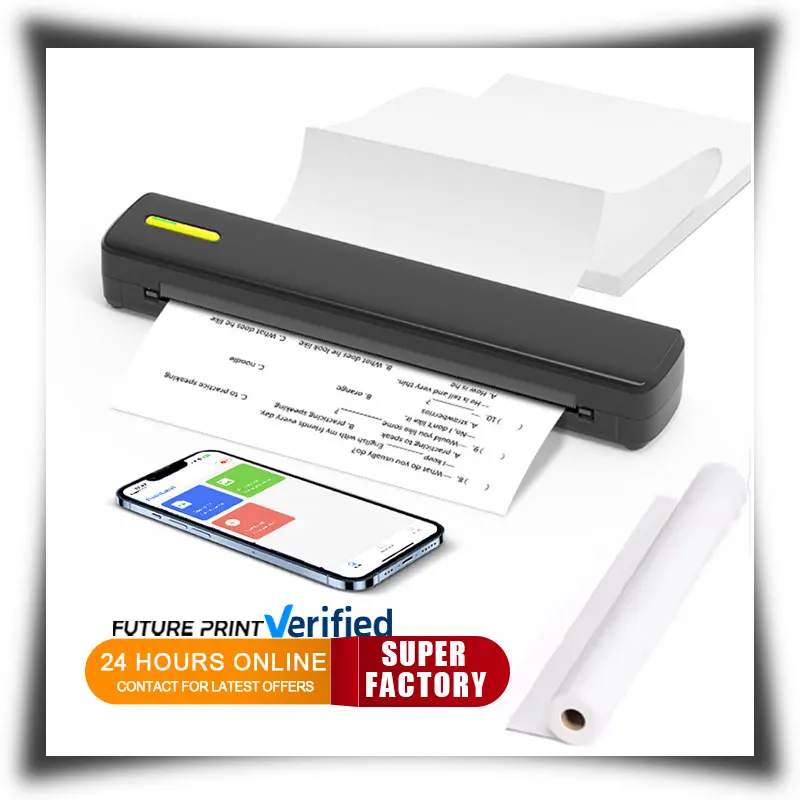 C80 A4 Portable Printers Wireless 200/300DPI Mini Inkless Printer Thermal Blue-tooth Printer for Android and IOS Smartphone