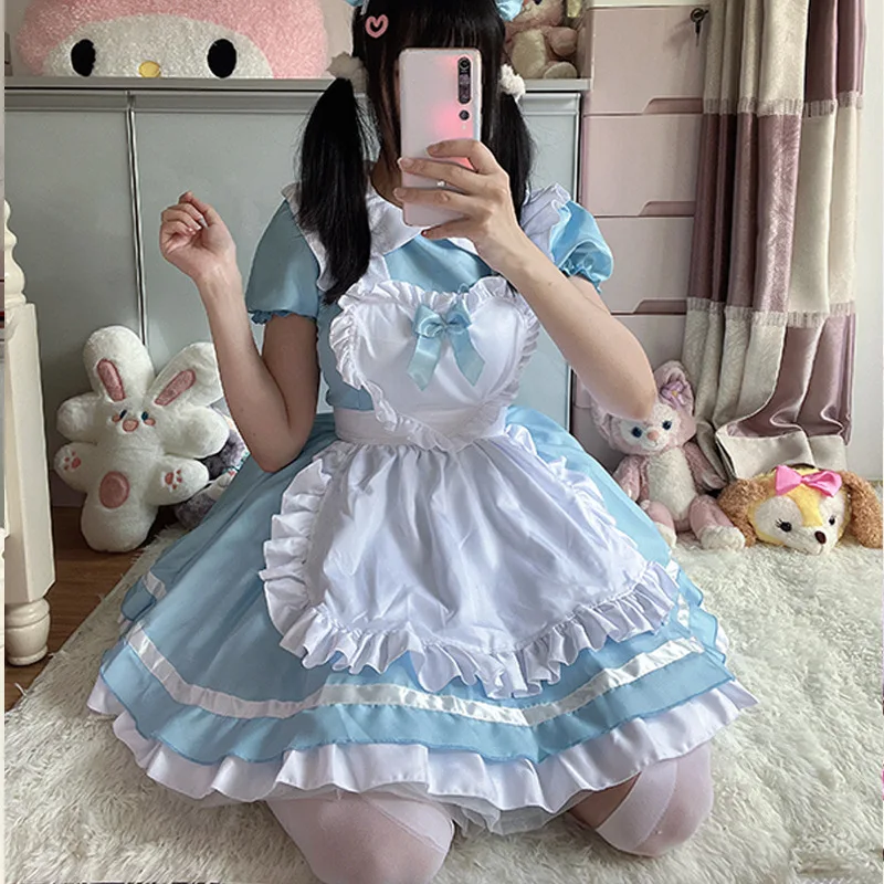 Lolita Cute Maid Girls Costumes Traje Traje Japonês Animação Show