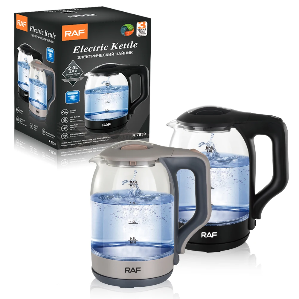 RAF Electric Kettle, 2000W Wide Mouth, Glass Tea Kettle & Hot Water Boiler,  Auto Shut-Off & Boil-Dry Protection, LED Indicator - AliExpress