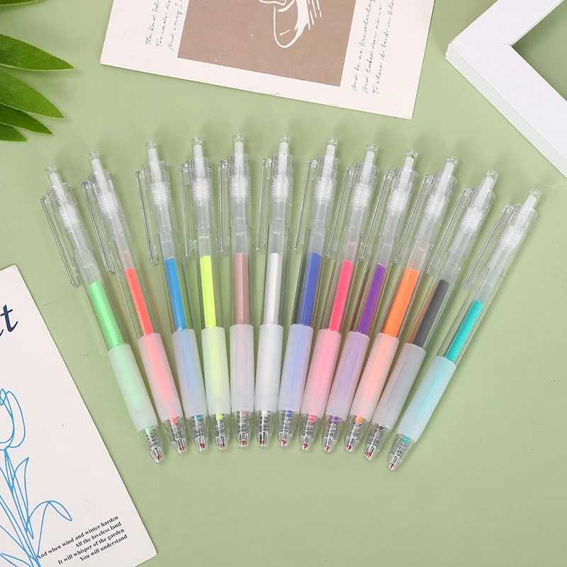Hpory Kleurpennen Set, 3D Jelly Pen Set 12 Kleuren Gel Pennen Highlighters Pennen, Gladde Jelly Pennen Gel Inkt Pennen Gekleurd voor Schrijven Schilderen DIY Album Scrapbooks Kaarten Telefoon Case