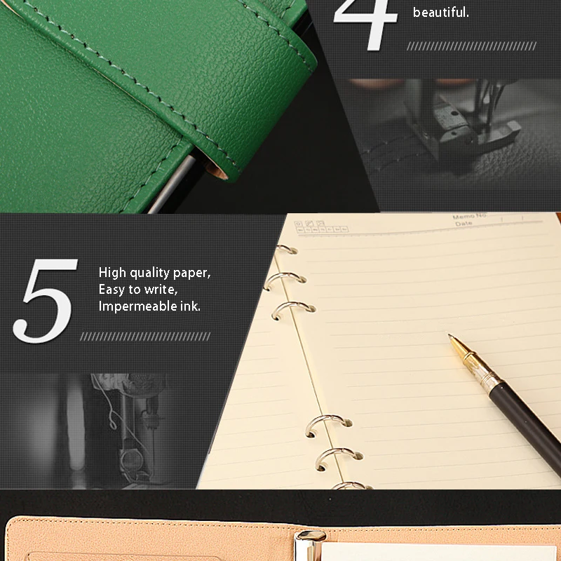 Custom File folder pu leather a5 planner binder cover notebook