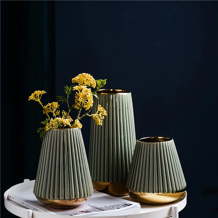 Cheap Modern Living Room Wedding Decorative Vases Gold Green Nordic