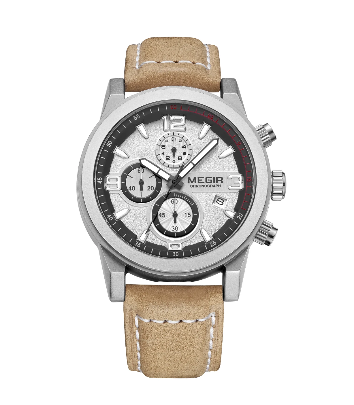 MEGIR 2026 Men's Leather Watch Luxury Quartz Chronograph