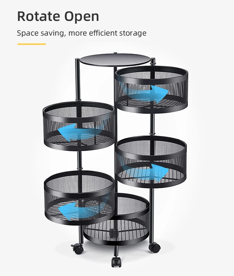 Rotating Basket Rack Vegetable Storage Rack Rotating Multifunctional