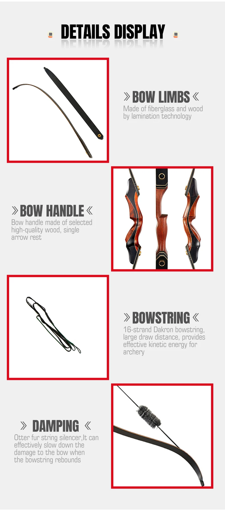 Hitop 60inch 50 Lbs Traditional Bow And Arrow Wood Professional Archery