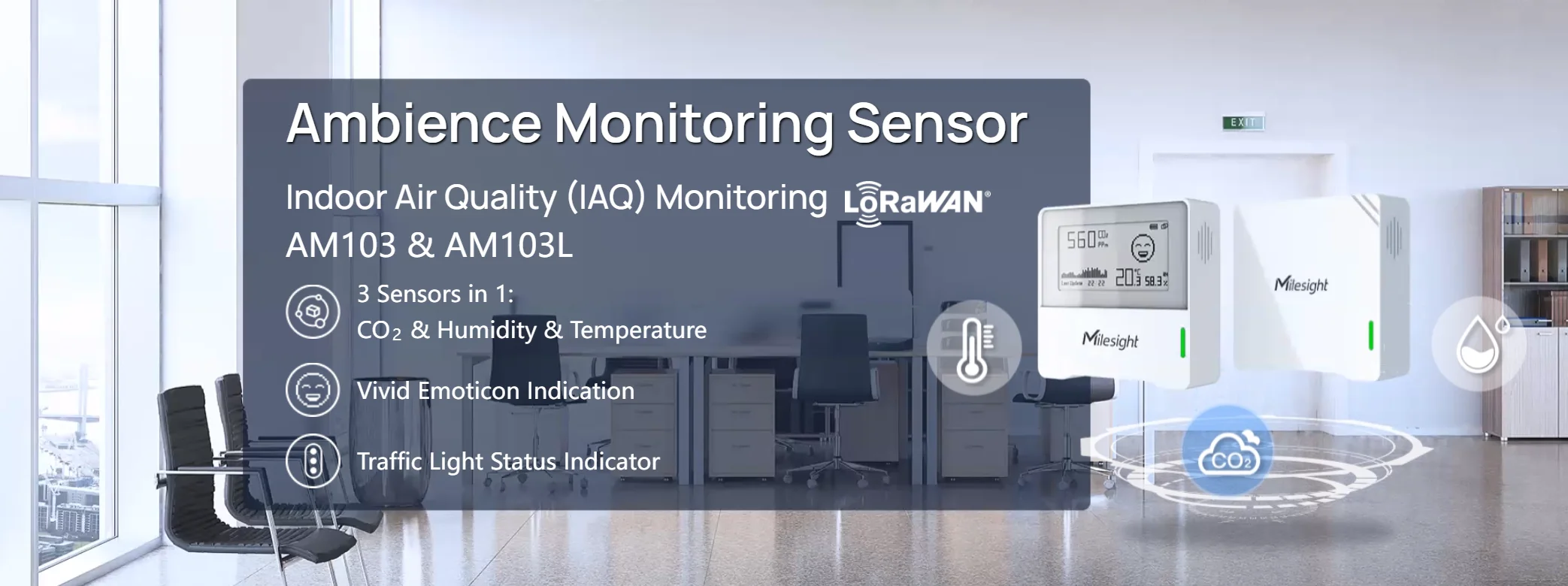 Milesight AM102 Indoor Lorawan Sensor - Air Quality Monitoring