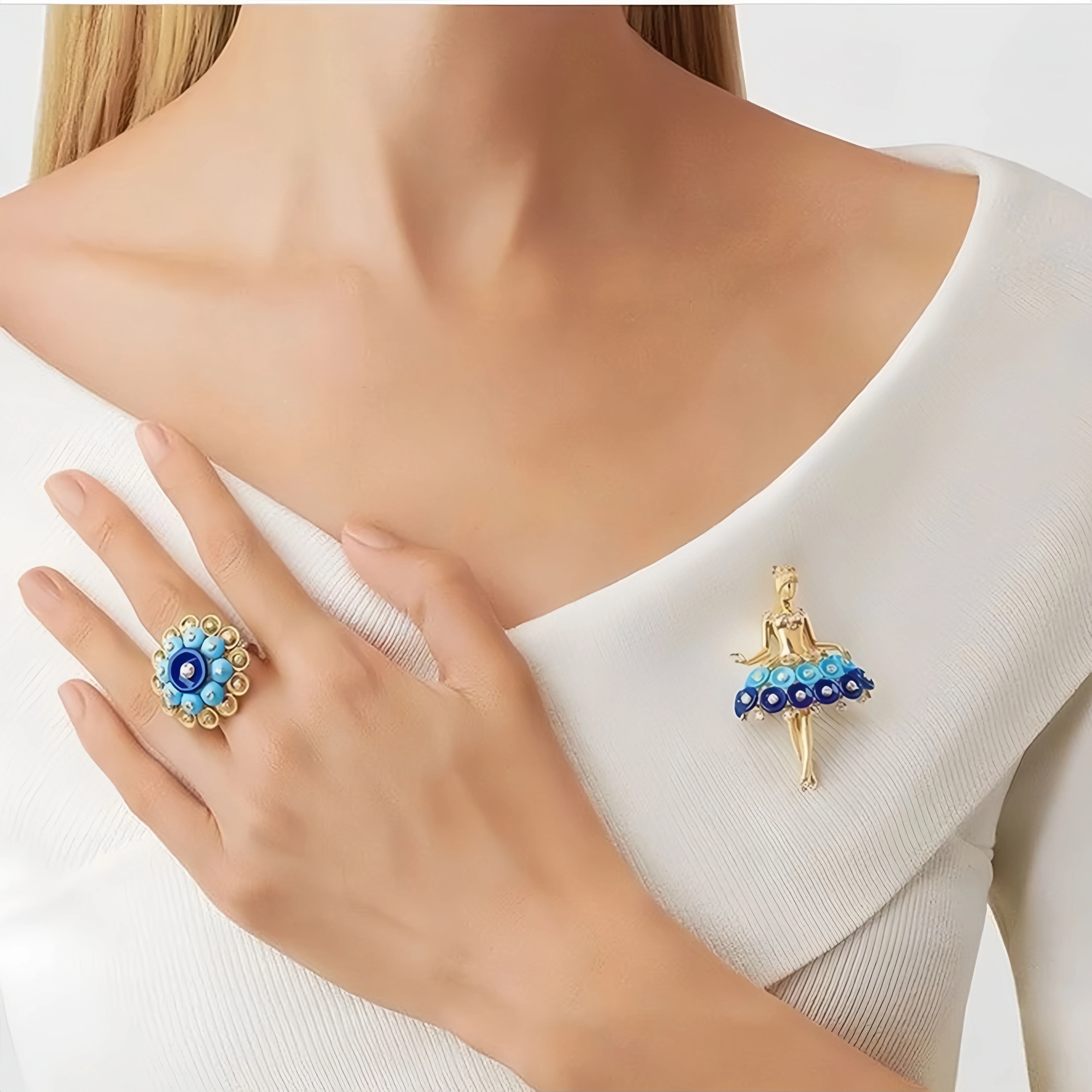 MUSHAN Jewelry Factory 925 Sterling Silver Gold Plated Ring High Carbon Diamond and Lapis Lazuli Jewelry Rings for Women Gifts