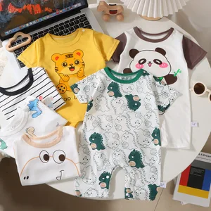 Newborn Summer Short-sleeved One-piece Set, Suitable for Baby Crawling Clothes, Pure Cotton Baby One-piece Set Without Bones