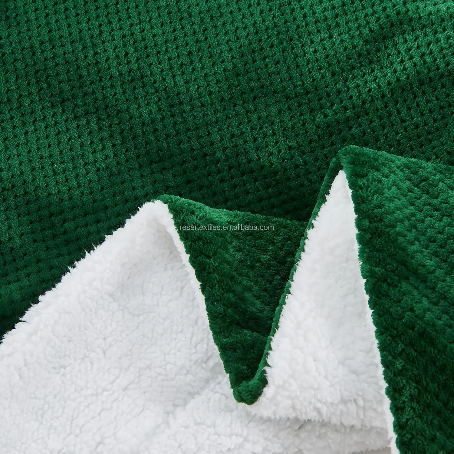 50 X 60 Inches Reversible Sherpa Fleece Waffle Throw Blanket Super Soft Lightweight Fluffy Plush Bed Solid Raschel Blanket