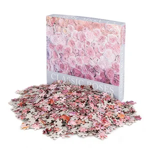 Manufacturers Personalized Pattern Size Holiday Gift 1000 Pieces Of Light Pink Classic Roses Puzzle For Adults And Children