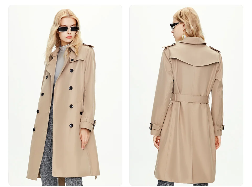 Wholesale custom 2021 casual double-breasted trench coat for with epaulets
