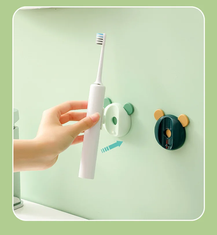 No-punch magnetic toothbrush holder Creative Bear shape toothbrush storage rack Wall-mounted electric toothbrush holder details