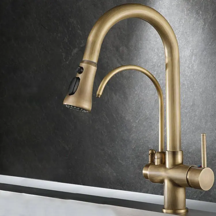 Antique Bronze 3 In 1 Water Filter Purifier Faucets Pull Down Sprayer Kitchen Sink Faucet - Buy Water Filter Purifier Faucets,Antique Bronze Kitchen ...