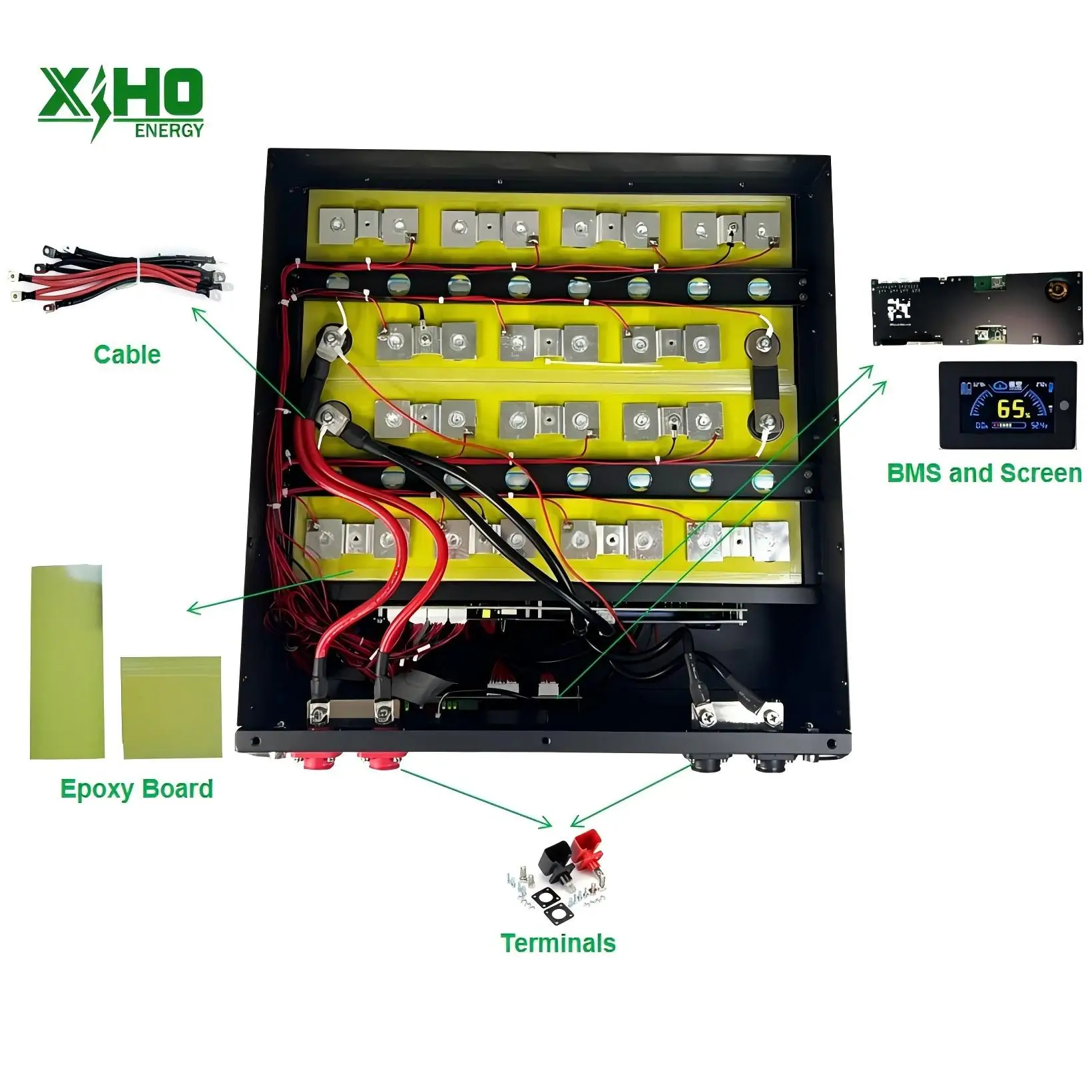 Xiho Design Rack Mounted Solar Energy Storage Systems 100Ah 48V 51.2V 5KWH 16S Lithium Lifepo4 Battery Box WiFi DIY Kits