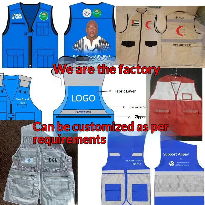 Fleece-lined Youth Vest Stand Collar Printed Workwear Featuring logo Text Thickened Cotton Autumn/winter Outdoor Windproof Vest preview 6