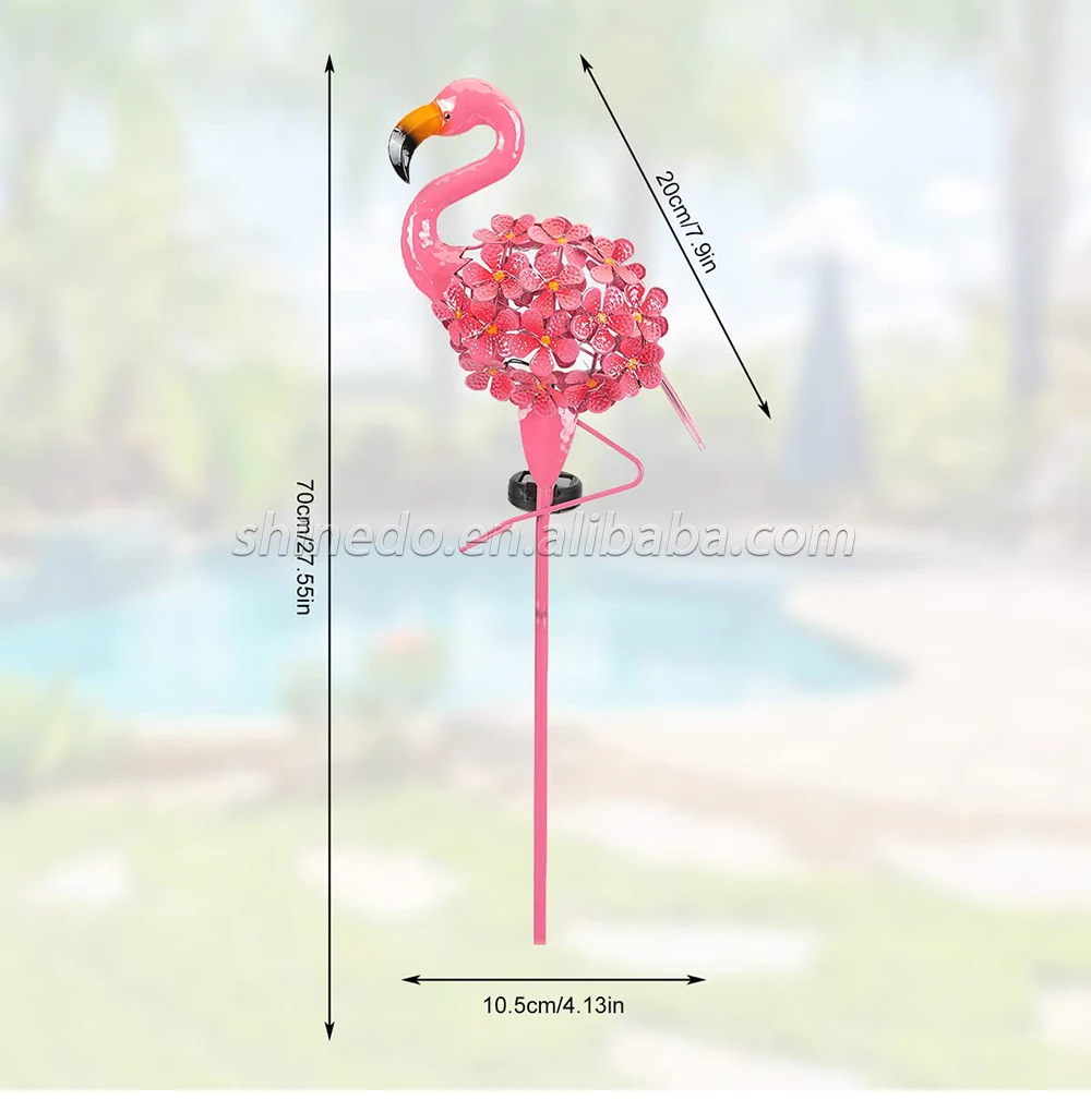 Pink Flamingo Solar Lights Metal Garden Lamp Outdoor Pathway Pink