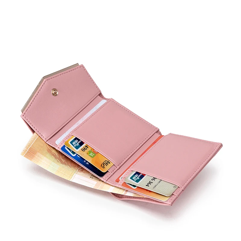 Lady Envelope Shape RFID Blocking Mini Wallet PU Leather Short Wallet for Women Girls
