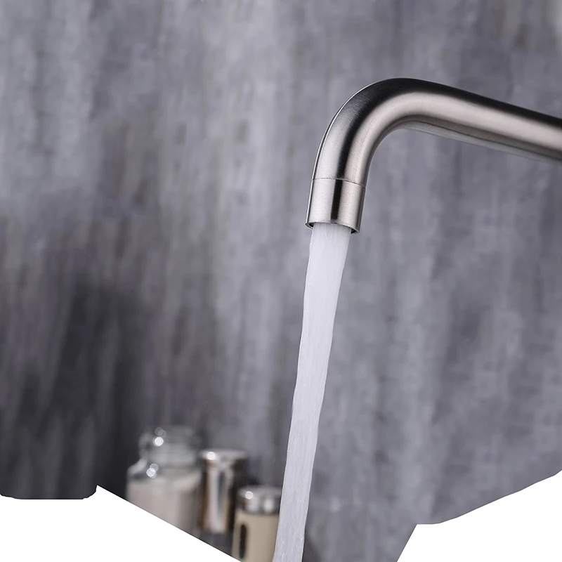 Project Good Selling Brushed Kitchen Taps with Single Lever Stainless Steel Cold Hot Water Kitchen Mixer Tap Faucets
