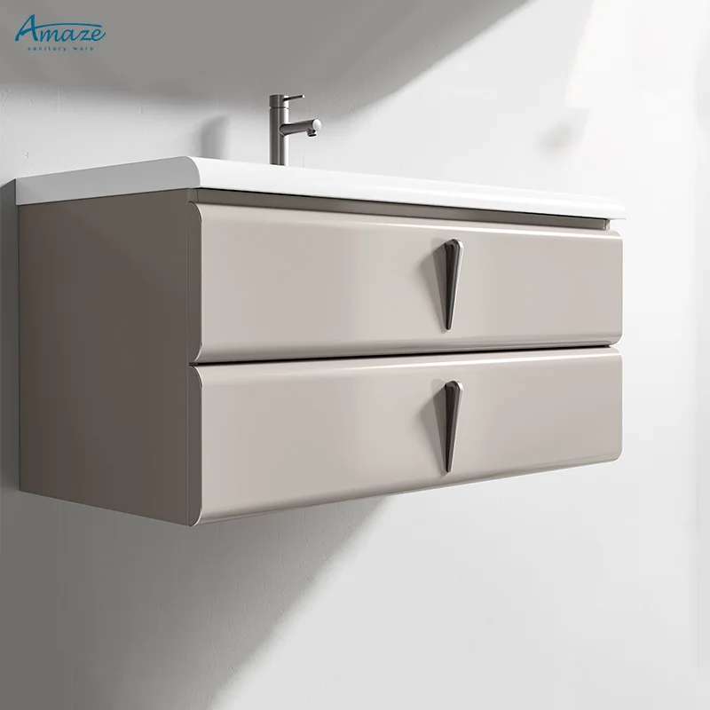 Hotel cabinet design vanity bathroom wash basin wall mounted stainless steel bathroom cabinet with mirror details