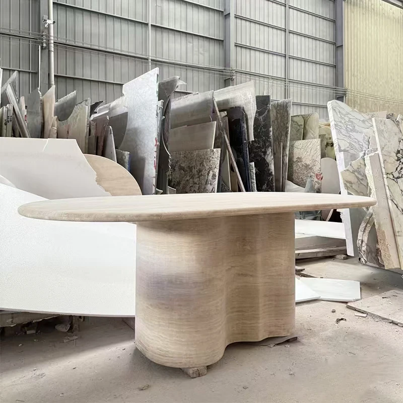 product modern minimalist nature stone myra beige travertine coffee table dining table for living room and dining area469-2