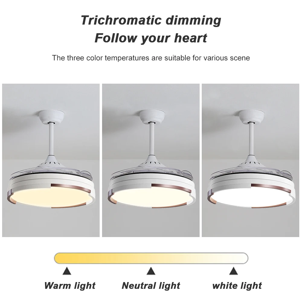 Indoor Music LED RGB LIght Retractable Electric 42 Inch 3 Abs Blades Ceiling Fan With Blue Tooth Speaker