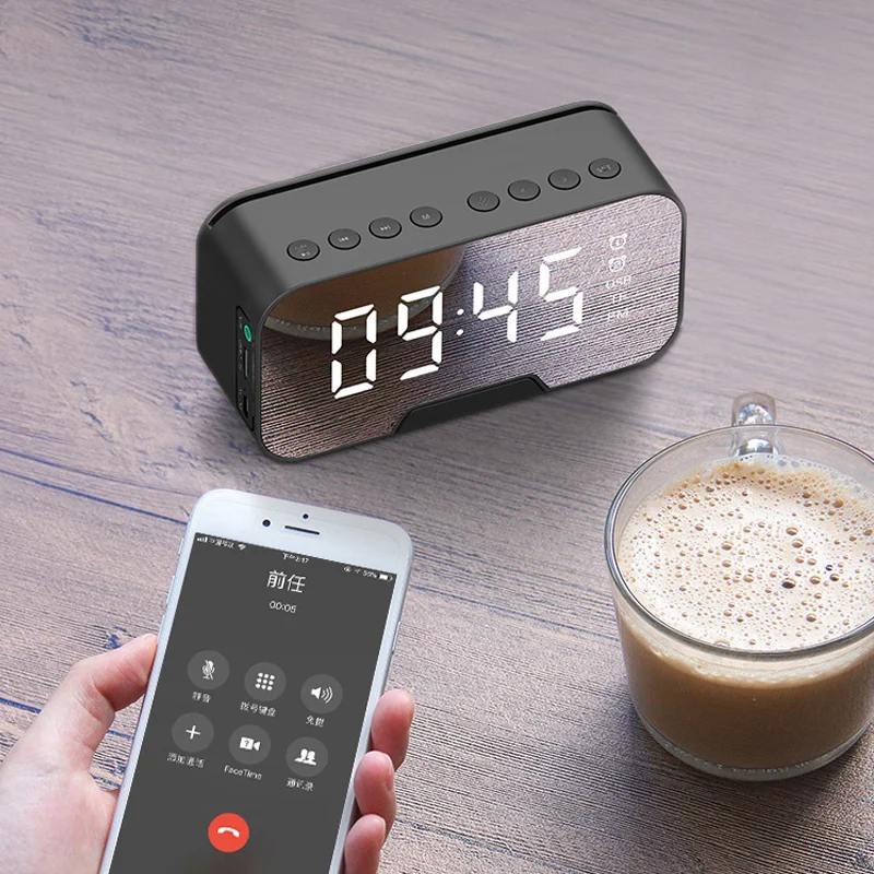 Mirror Desk Clock Bedside LED Digital Clock Home Decoration Desktop Electronic Alarm Clock in 2022