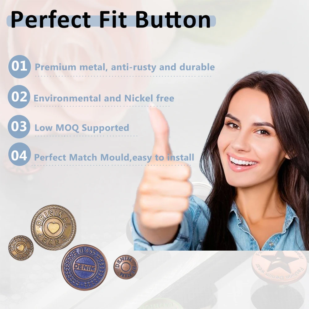 2024 Fast Fashion Selected Custom Pattern Engraved Metal Button Brass