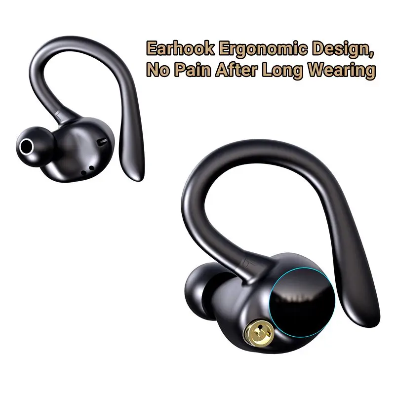 Auriculares inalámbricos con gancho para la oreja, audífonos deportivos de  alta calidad con gancho para la oreja, a prueba de agua IPX7, con estuche 