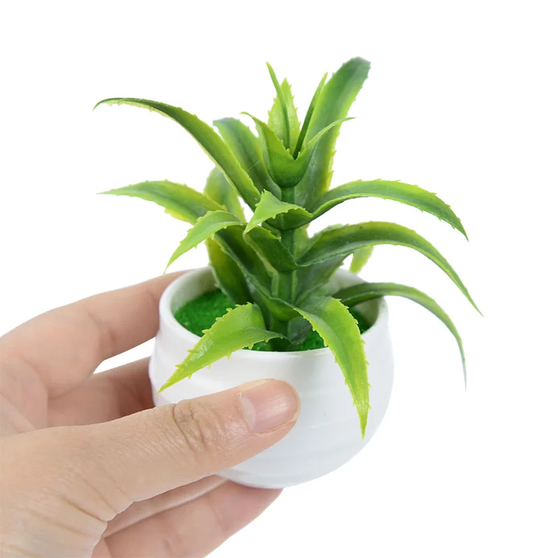 Mini Artificial Plants Bonsai Small Simulated Aloe Tree Pot Plants Fake