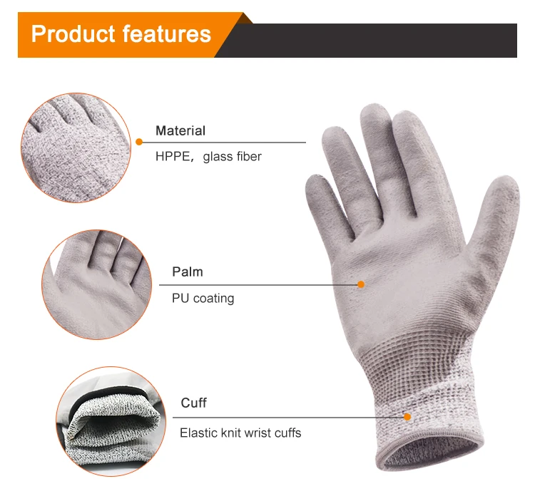 En388 4543 Safety Gloves Cut Resistant Level 3 Glass Handling Wood ...