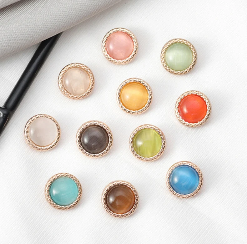 Luxury Small Size Decorative Fancy 11mm Metal Resin Shirt Button For Clothes